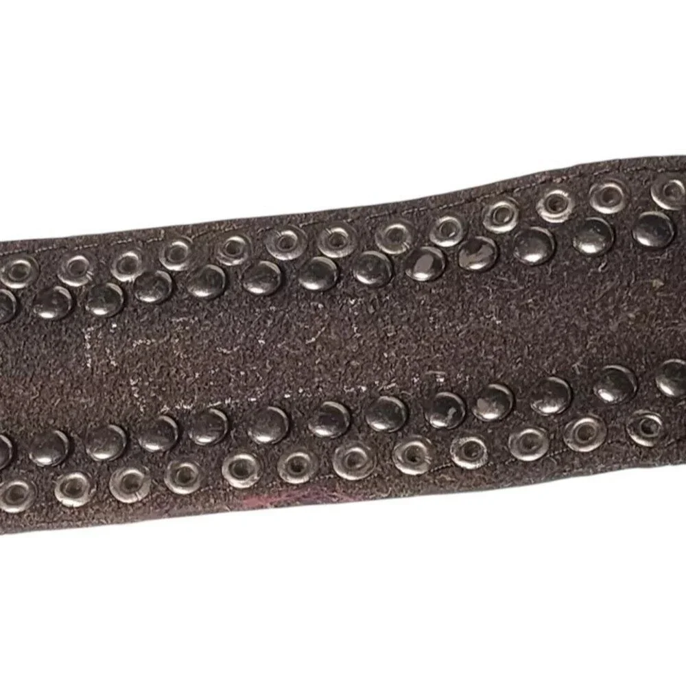 Vintage SPARKLE Leather Rhinestone Concho Belt Length 45